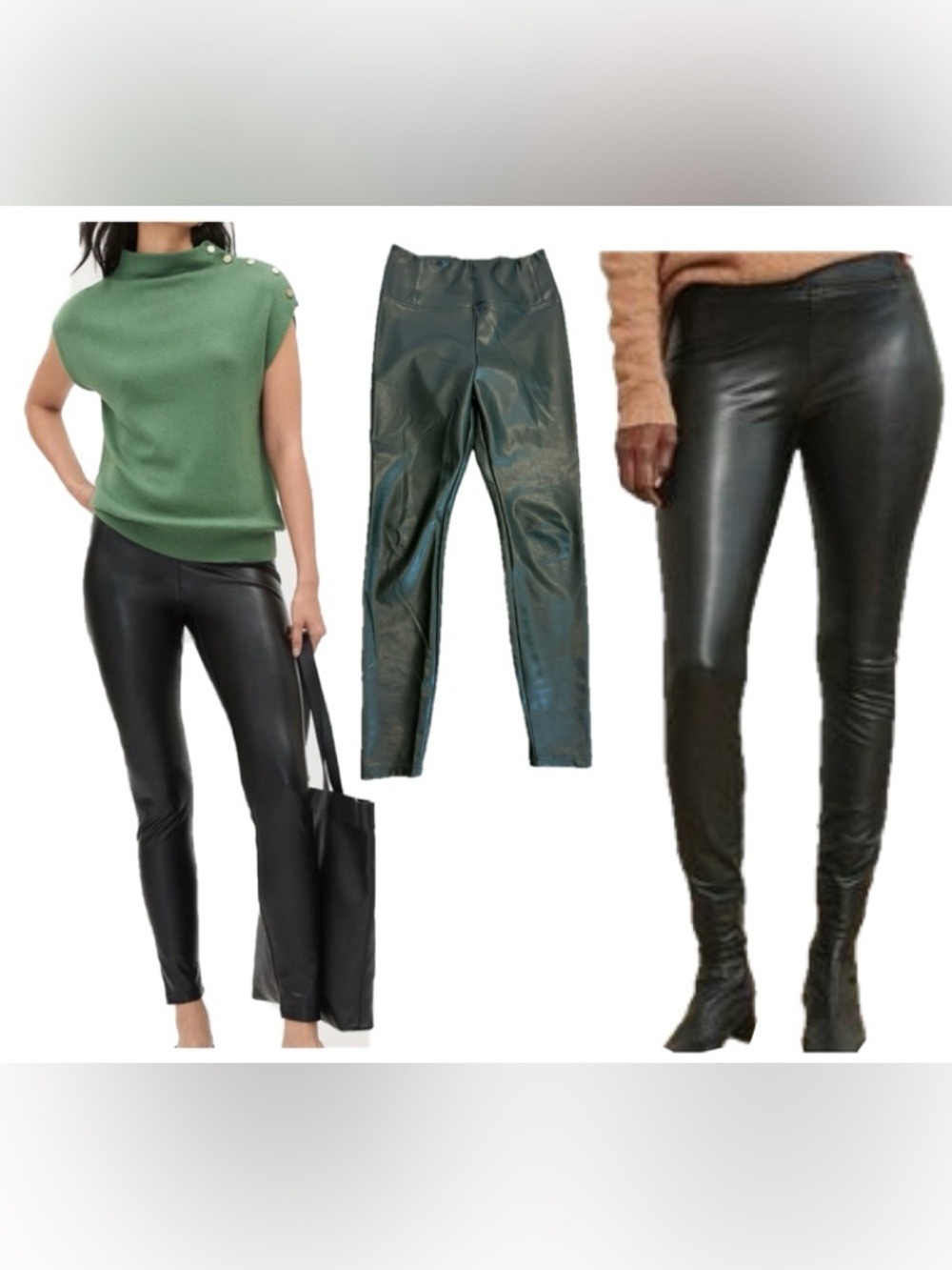 RW&CO dark green leather leggings pleather vegan hi-rise high waisted S